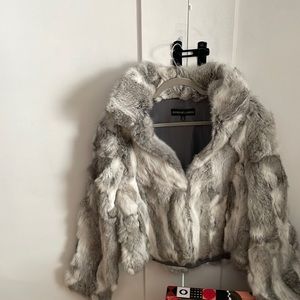 Adrienne landau rabbit fur coat